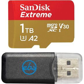 SanDisk 1TB MicroSDXC Extreme Memory Card Works with DJI Drone Series Mini 4 Pro (SDSQXAV-1T00-GN6MN) V30 A2 4K UHD UHS-I Bundle with (1) Everything But Stromboli MicroSD Card Reader