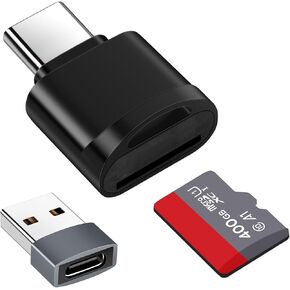 قارئ بطاقة TF، قارئ بطاقة Micro SD، محول قارئ بطاقة الذاكرة من النوع C TF مع محول USB C إلى USB متوافق مع أجهزة الكمبيوتر المحمولة، MacBook، Samsung Galaxy (أسود) in Kuwait