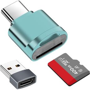 TF Card Reader, Micro SD Card Reader, Type C TF Memory Card Reader Adapter with USB C to USB Adapter Compatible with Laptops, MacBook, Samsung Galaxy (Black)