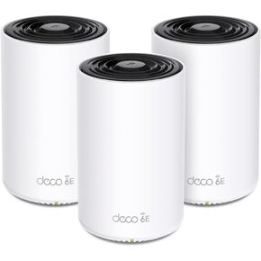 نظام شبكة TP-Link Deco AXE5400 ثلاثي الموجات WiFi 6E - شبكة Wi-Fi تصل إلى 7200 قدم مربع، تصنيف Engadget كأفضل شبكة لمعظم الأشخاص، يستبدل جهاز توجيه WiFi وموسع، شبكة جديدة مدفوعة بالذكاء الاصطناعي بنطاق 6 جيجا هرتز، 3 حزم (Deco) XE75)
