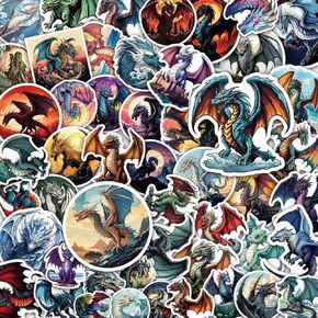100 Pack Dragon Stickers (Large Size), Dragon Graphic Decal Sticker for Laptop, Phone, Car, Water Bottle, Stickers for Adult and Dragon Lovers