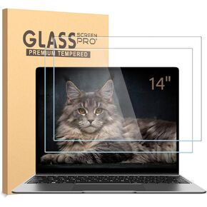 2 Pack 14 Inch Laptop Screen Protector Tempered Glass (309x174mm/ W x H) for 14" HP/Dell/Sony/ASUS/Samsung/Lenovo/Acer/MSI/LG/Razer Blade 14" 16:9 Laptop,Anti Fingerprint,Bubble Free