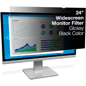 3M Privacy Filter for 24 Inch Widescreen Monitor, Reversable Gloss/Matte, Reduces Blue Light, Screen Protection, 16:9 Aspect Ratio (PF240W9B) , Black