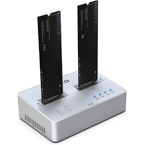 M.2 NVMe Cloner 4 in 1 Hard Drive Docking Station Clone Duplicaotr, AOKO Dual-Bay M.2 SSD Duplicator for NVMe SSD or 2.5’’/3.5’’ SATA Drives and mSATA SSD+ M.2 SATA SSD with Offline Cloning