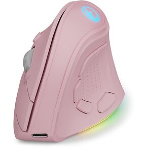 2.4G and BT 5.1 Dual Mode RGB Rechargeable Wireless Vertical Ergonomic Mouse, 5 Side Buttons, Max 8400 DPI, for PC Computer Notebook Laptop, for Windows 11 10, Mac iPad OS, Android - Black2
