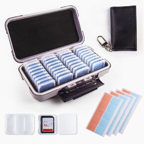 36 Slots Memory Card Case & 36 Transparent Card Cases & 60 Visible Sticky Notes, SD Card Case for Camera Memory Card, Memory Card Storage Protector, SD Card Holder Storage with Lable