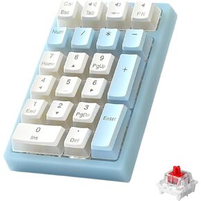 Tri-Mode Mechanical Numpad RGB Backlit Bluetooth 5.0/Wired USB-C/2.4G Wireless Macro Number Pad 21-Key NKRO Hot Swappable Numeric Keypad Rechargeable External Num Pad for Laptop, Mac