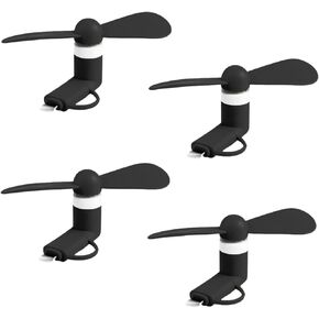 Mini Cell Phone Fan for iPhone - 4 Pack 2-in-1 Personal Portable Pocket Small Fan for Travel Outdoor Commuting, Mobile Phone Fan Plug in iPhone, iPad Micro USB Cellphone Accessories (4 x color)
