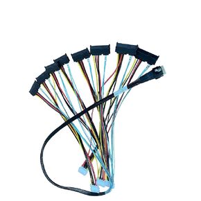 SlimSAS 8X to 8*SAS, SFF-8654 74pin to 8*SFF-8482 29pin with 4*Big4pin Power Cable(100CM)