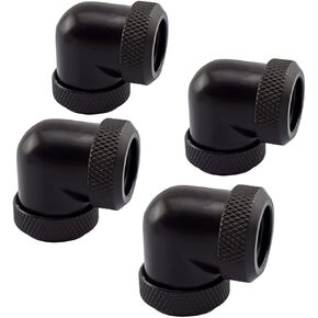 SDTC Tech 4-Pack 90 Degree Fitting Hand Twist Elbow for 10mm ID, 14mm OD Metal and PETG Rigid Tubing Computer Water Cooling System Connectors