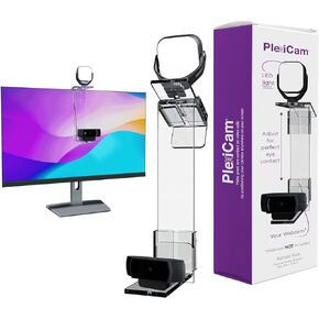Road Warrior Pro V2 | Center Screen/Middle Screen Webcam Mount | Position Any Webcam Anywhere on Any Screen from Laptops to 32" Screens | Tripod gooseneck Alternative w/LED Light