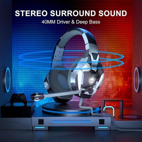 PHOINIKAS PS4 Gaming Headset for PC, PS5, Switch, H9 Xbox One Headset with Noise Cancelling Mic, Over Ear Stereo Headphones with Bass Surround (Violet) in Kuwait