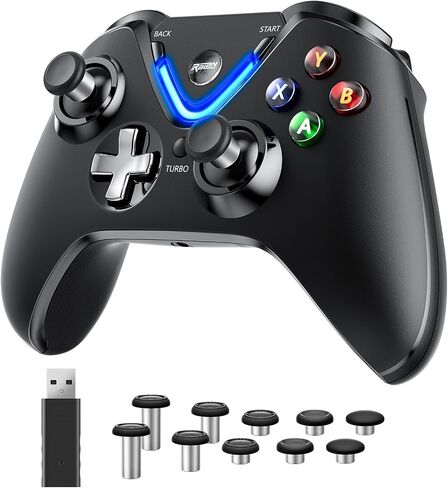 وحدة تحكم لاسلكية RALAN مع مجاذيف لأجهزة Xbox One S/X، وXbox Series S/X، وأجهزة الكمبيوتر التي تعمل بنظام Windows، ومحول لاسلكي 2.4G مع مقبس سماعة رأس 3.5 مم، وعصا التحكم ALPS، ومشغل استشعار تأثير القاعة in Saudi Arabia