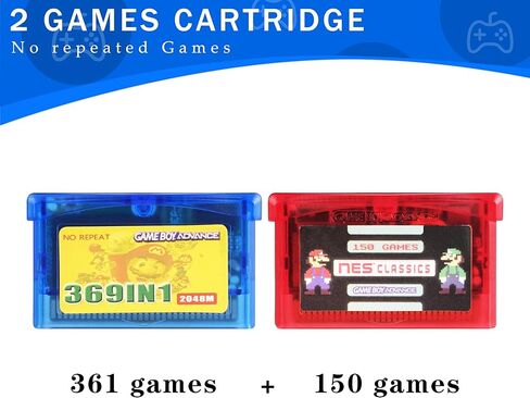 بطاقة ألعاب 369 في 1 وخرطوشة ألعاب كلاسيكية 150 NES لوحدة تحكم الألعاب GBA/GBA SP/GBM/NDS/NDSL 2 قطعة in Kuwait