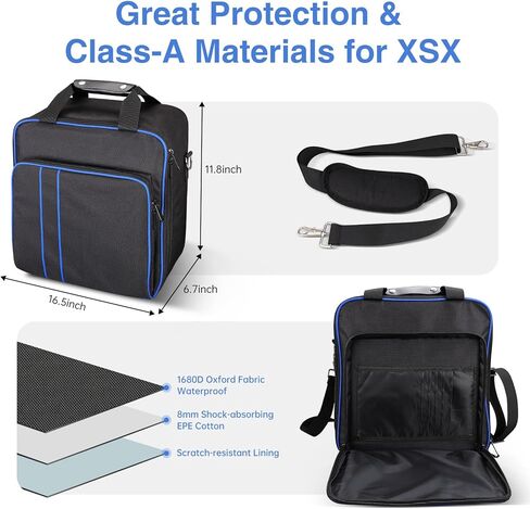 حقيبة حمل لجهاز Xbox Series X/S، حقيبة حمل للسفر لوحدات تحكم Xbox وملحقات الألعاب، متضمنة غطاء حماية من السيليكون in Kuwait