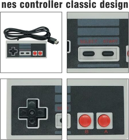 وحدة تحكم NES للإصدار الكلاسيكي NES ونينتندو كلاسيك ميني، وحدة تحكم ريترو بطول 10 أقدام، وحدات تحكم NES الكلاسيكية (عبوتان) in Kuwait