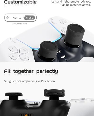 ELETIUO Ergonomic Thumb Grips Set for PS5/PS4 Controller,Anti-Slip Silicone Joystick Cap with 5 Designs,Custom Analog Thumbsticks Cover,5Pairs/10pcs,Black in Saudi Arabia