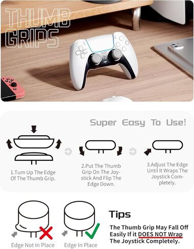 مجموعة مقابض الإبهام المريحة من ELETIUO لوحدة تحكم PS5/PS4، غطاء عصا التحكم من السيليكون المضاد للانزلاق مع 5 تصميمات، غطاء عصا التحكم التناظرية المخصصة، 5 أزواج/10 قطع، أسود in Kuwait