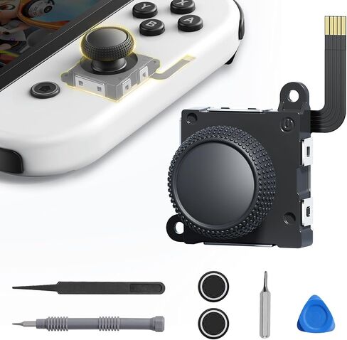 JINGDU Switch Joycon Joystick Replacement Kit, Hall Joystick Compatible with Switch/Switch OLED/Switch Lite, Switch Joycon Controller Thumb Stick Repair Tool Kit (Black-2 Pack) in Saudi Arabia