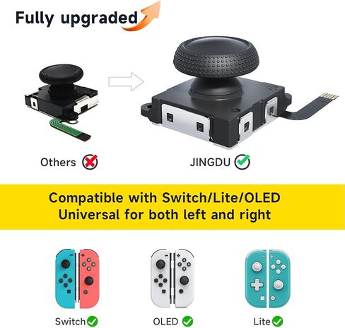 JINGDU Switch Joycon Joystick Replacement Kit, Hall Joystick Compatible with Switch/Switch OLED/Switch Lite, Switch Joycon Controller Thumb Stick Repair Tool Kit (Black-2 Pack) in Saudi Arabia