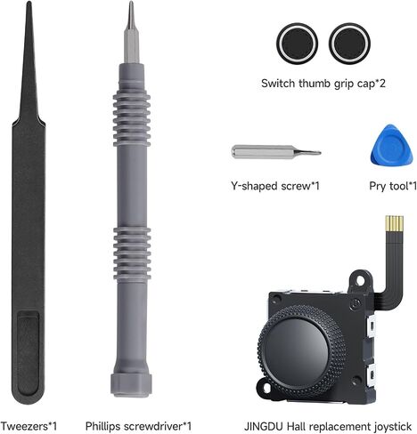JINGDU Switch Joycon Joystick Replacement Kit, Hall Joystick Compatible with Switch/Switch OLED/Switch Lite, Switch Joycon Controller Thumb Stick Repair Tool Kit (Black-2 Pack) in Saudi Arabia