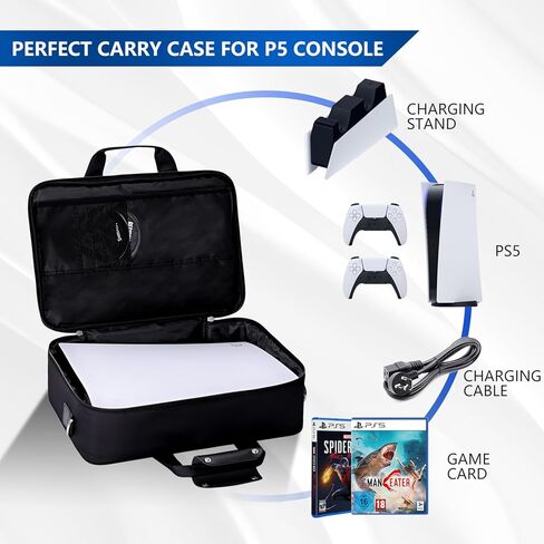حقيبة تخزين لجهاز PS5، حقيبة حمل وحدة التحكم المتوافقة مع قرص PlayStation 5 والإصدار الرقمي، حقائب سفر لملحقات PS5، يتضمن غلاف وحدة تحكم واحدة in Kuwait