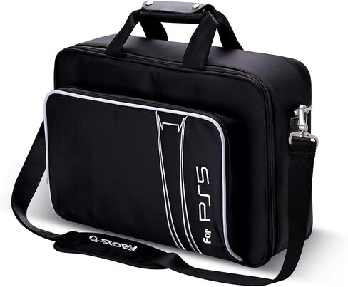 G-STORY Carrying Travel Bag, Case Storage Compatible with Playstation 5 Console, with Zinc Alloy Zippers for Console, Controllers and Accessories, One Controller Skin is Included in Saudi Arabia