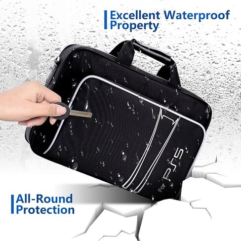 G-STORY Carrying Travel Bag, Case Storage Compatible with Playstation 5 Console, with Zinc Alloy Zippers for Console, Controllers and Accessories, One Controller Skin is Included in Saudi Arabia
