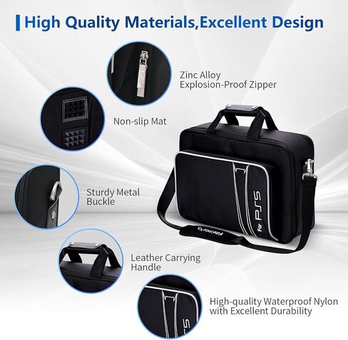 G-STORY Carrying Travel Bag, Case Storage Compatible with Playstation 5 Console, with Zinc Alloy Zippers for Console, Controllers and Accessories, One Controller Skin is Included in Saudi Arabia