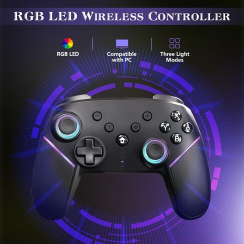 وحدة تحكم التبديل، وحدة تحكم التبديل اللاسلكية لنينتندو سويتش/لايت/OLED، وحدة تحكم التبديل مع اهتزاز مزدوج/أضواء RGB، الاستيقاظ، توربو قابل للتعديل... in Kuwait