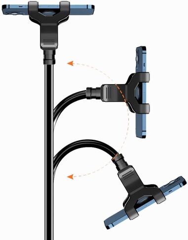 Gooseneck Phone Holder for Bed or Desk: Gooseneck Cell Phone Stand with 43.3 Inches Flexible Long Arm & Clamp | Headboard Phone Mount with Clip Fit for iPhone or Mobile Phone (Black) in Saudi Arabia