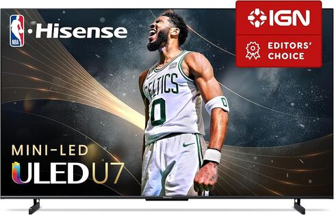 تلفزيون هايسنس 55 بوصة فئة U7 Mini-LED ULED 4K UHD Google الذكي (55U7K، موديل 2023) - QLED، 144 هرتز، 1000-Nit، Dolby Vision IQ، تعتيم محلي كامل، Game Mode Pro، توافق Alexa (متجدد) in Kuwait