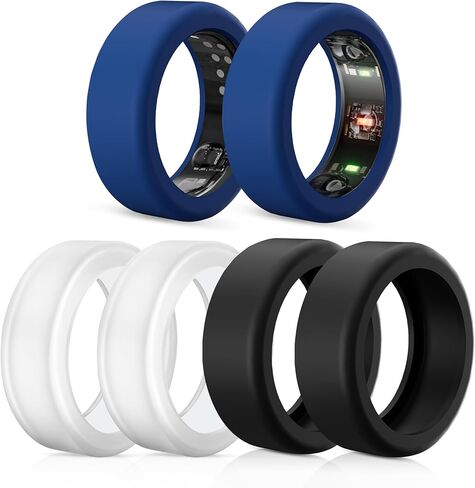 عبوة من 6 أغطية حلقية متوافقة مع واقي حلقة Oura، حافظة مرنة من السيليكون متوافقة مع إكسسوارات Oura Ring Gen 3 للتمارين الرياضية للرجال والنساء - 2 أسود + 2 شفاف + 2 وردي - S in Kuwait