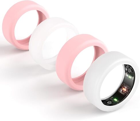 4-Pack Ring Cover Compatible for Oura Ring Protector,Silicone Elastic Case Finger Accessories Wrapper Compatible with Oura Ring Gen 3 Woking Out Women Men (Transparent*2+Pink*2, S for 6/7/8/9/10) in Saudi Arabia