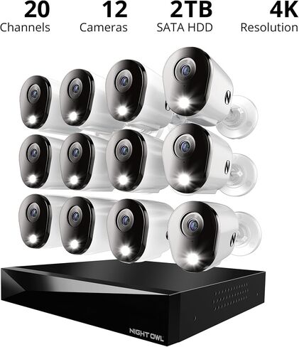 Night Owl 20-Ch Wired DVR System, 12 4K Cams, 2TB HDD, 2-Way Audio in Kuwait
