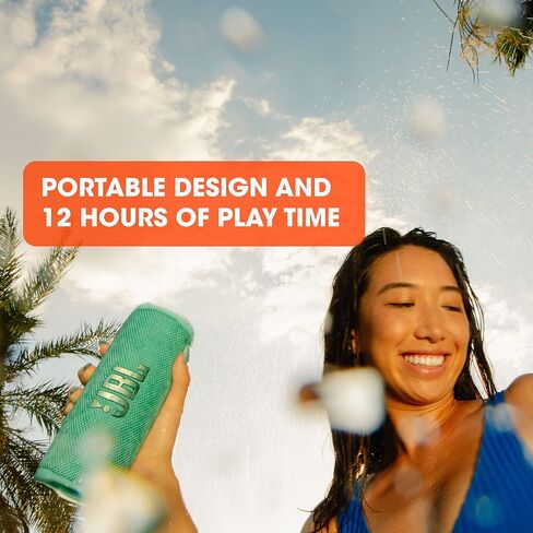 JBL Flip 6، أخضر - مكبر صوت بلوتوث مقاوم للماء ومحمول ومتين - ما يصل إلى 12 ساعة من البث اللاسلكي - يتضمن مكبر صوت يلغي الضوضاء ومساعد صوتي وJBL Connect+ in Saudi Arabia