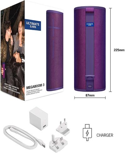 مكبر صوت بلوتوث لاسلكي محمول Ultimate Ears MEGABOOM 3 (صوت قوي + صوت صاعد، بلوتوث، زر سحري، مقاوم للماء، بطارية 20 ساعة) - أسود ليلي، كبير in Kuwait
