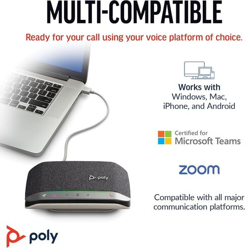 هاتف Plantronics Poly Sync 20 USB-C الشخصي المحمول الذكي عمر البطارية الطويل - تقليل الضوضاء/الصدى - يعمل مع فرق (معتمد)، Zoom، PC، Mac، Mobile - Amazon Exclusive in Saudi Arabia