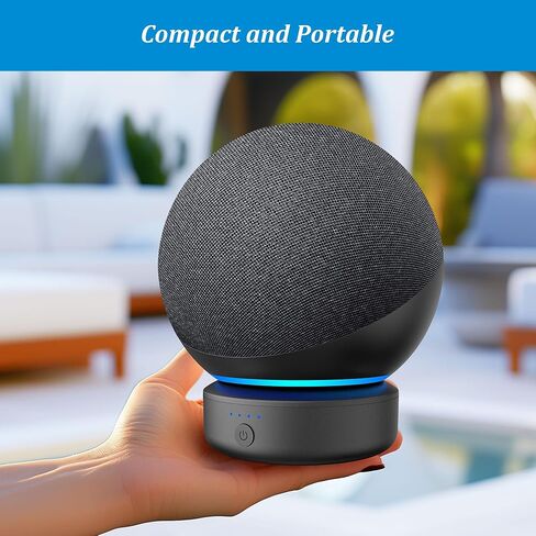 قاعدة بطارية PlusAcc للجيل الرابع من Echo - حامل حامل شاحن محمول بقدرة 10000 مللي أمبير في الساعة، وقت تشغيل 7 ساعات، قاعدة شحن قابلة لإعادة الشحن لجهاز Echo 4th Gen (أسود) in Kuwait