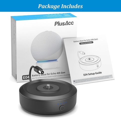 قاعدة بطارية PlusAcc للجيل الرابع من Echo - حامل حامل شاحن محمول بقدرة 10000 مللي أمبير في الساعة، وقت تشغيل 7 ساعات، قاعدة شحن قابلة لإعادة الشحن لجهاز Echo 4th Gen (أسود) in Kuwait