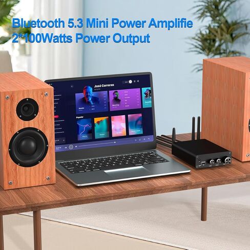 KIMIUP AC01 مضخم صوت ستيريو صغير هاي فاي TPA3116 مضخم صوت ثنائي القناة مناسب لمكبرات الصوت المنزلية 100 وات × 2 مع مصدر طاقة 24 فولت 5 أمبير (مكبر صوت + جهاز تحكم عن بعد + طاقة) in Kuwait