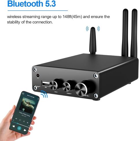 KIMIUP AC01 مضخم صوت ستيريو صغير هاي فاي TPA3116 مضخم صوت ثنائي القناة مناسب لمكبرات الصوت المنزلية 100 وات × 2 مع مصدر طاقة 24 فولت 5 أمبير (مكبر صوت + جهاز تحكم عن بعد + طاقة) in Kuwait