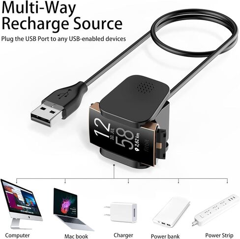 قطعتان من كابل الشاحن لـ Fitbit Charge 4/Charge 3، كابل حامل بديل USB للشحن السريع للشحن 3/Charge 4 لتتبع اللياقة البدنية in Kuwait