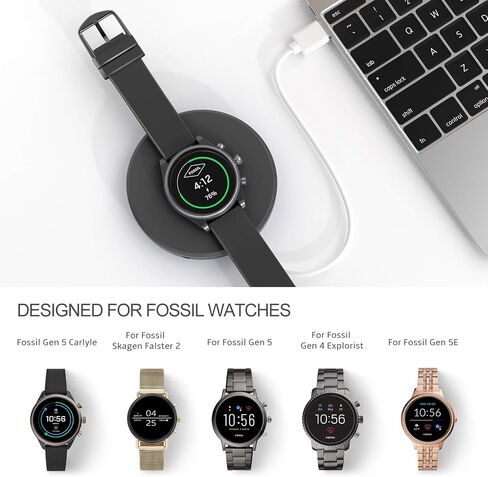 حامل شاحن لاسلكي محمول لجهاز Fossil Gen 6 5 Garrett Hr/Carlyle/Julianna، Gen 4 Explorist HR/Venture HR/Sport، Emporio Armani، Diesel Guard 2.5 حامل شاحن للسفر in Saudi Arabia
