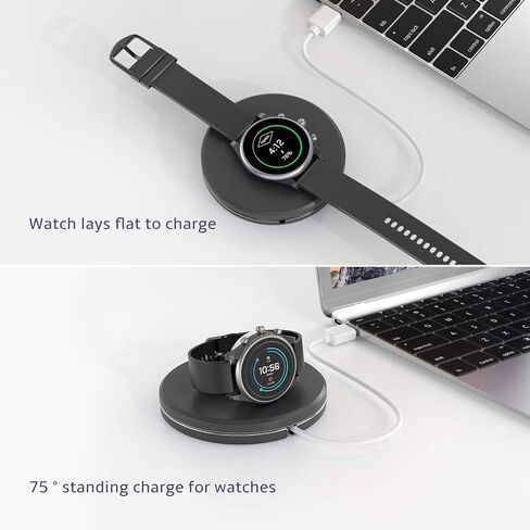 Portable Wireless Charger Stand for Fossil Gen 6 5 Garrett Hr/Carlyle/Julianna,Gen 4 Explorist HR/Venture HR/Sport,Emporio Armani,Diesel Guard 2.5 Charger Holder Travel Charging Dock in Saudi Arabia