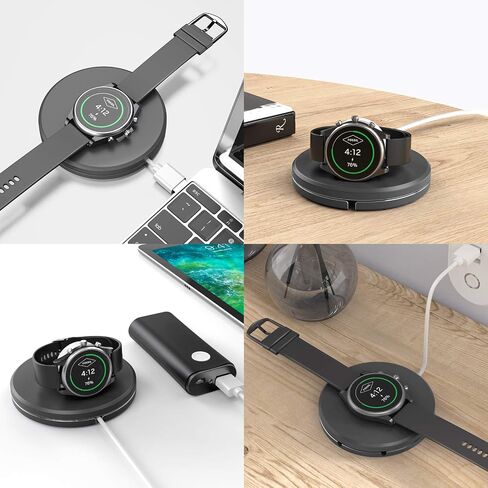 Portable Wireless Charger Stand for Fossil Gen 6 5 Garrett Hr/Carlyle/Julianna,Gen 4 Explorist HR/Venture HR/Sport,Emporio Armani,Diesel Guard 2.5 Charger Holder Travel Charging Dock in Saudi Arabia