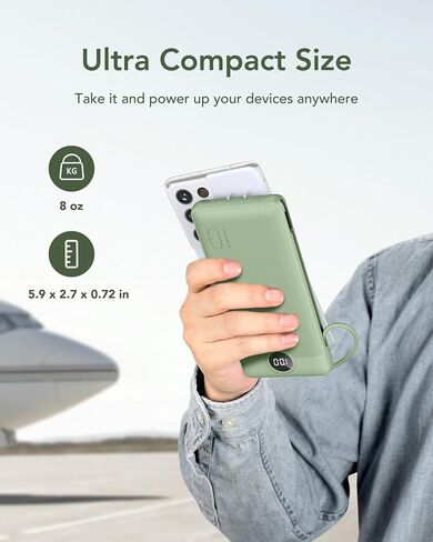 شاحن VEGER المحمول لكابلات iPhone المدمجة ومقبس الحائط، بنك طاقة USB C سريع الشحن بقدرة 10000 مللي أمبير في الساعة، حزمة بطارية أساسية للسفر متوافقة مع أجهزة iPhone وiPad وSamsung المزيد من الأجهزة (أخضر) in Kuwait