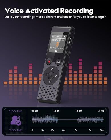 128GB Digital Voice Recorder - 3072 Kbps HD Recording Voice Recorder with Playback Dual Microphone A-B Repeat Recording Monitoring & Noise Reduction Voice Activated Recording & Lock Screen Key in Saudi Arabia