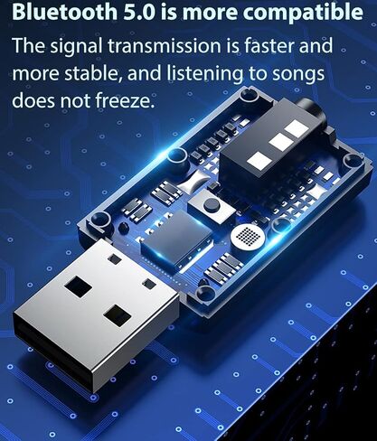 جهاز إرسال الصوت USB ذو الأسنان الزرقاء، محول استقبال المكالمات الصوتية للسيارة والكمبيوتر اللوحي والكمبيوتر المحمول والكمبيوتر الشخصي والتلفزيون، التوصيل والتشغيل، aptX الكمون المنخفض in Kuwait