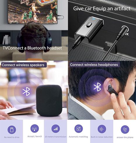 جهاز إرسال الصوت USB ذو الأسنان الزرقاء، محول استقبال المكالمات الصوتية للسيارة والكمبيوتر اللوحي والكمبيوتر المحمول والكمبيوتر الشخصي والتلفزيون، التوصيل والتشغيل، aptX الكمون المنخفض in Kuwait